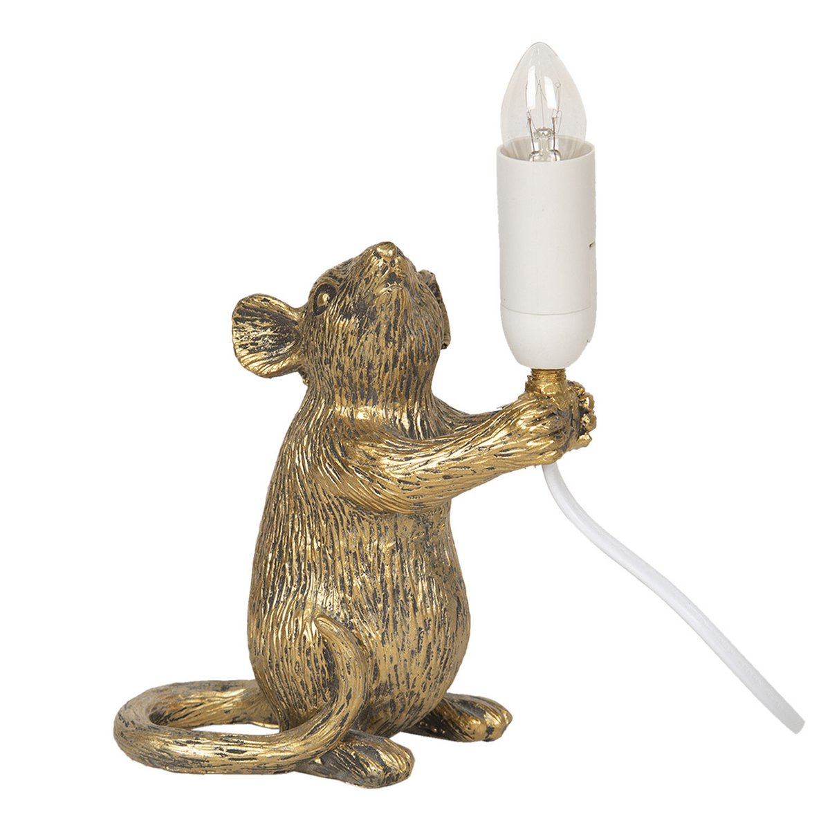 Lampensockel Tischleuchte Maus Gold 15x8x19 cm Tischlampe Lampe Clayre & Eef